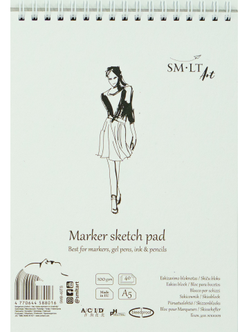 Blok Do Markerów Smlt Art Sketch Pad For Markers 100 gsm 40 ark. Modelka A5  Spirala 5MB-40TS